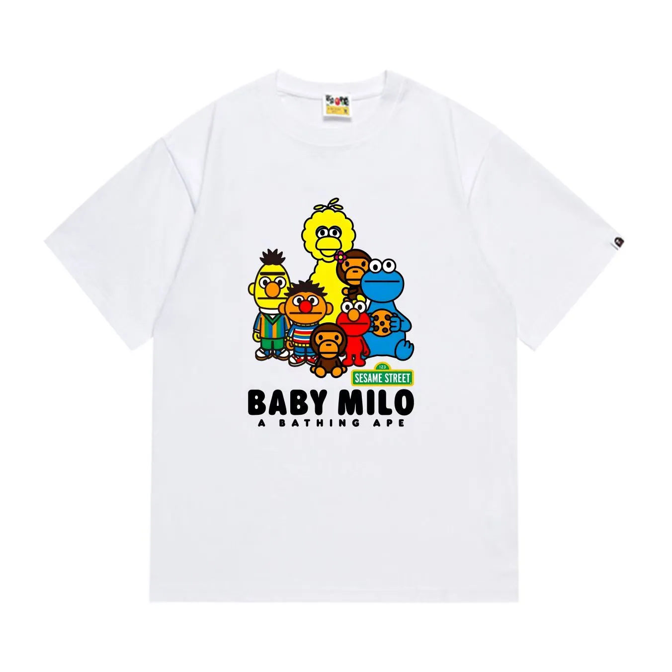 SC297#p110💰 (top version) BAPE is made of 260 grams of high-quality high-weave pure cotton fabric, double yarn combed, soft and non-pilling, imported environmentally friendly printing glue, bright and three-dimensional patterns, quality 💥Same style for men and women, the upper body is trendy Color: Black White Size: S M L XL XXL