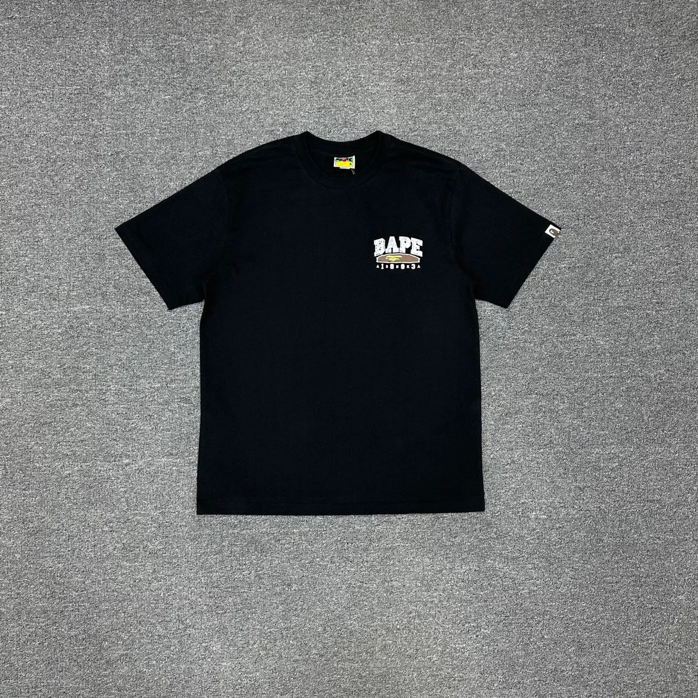 💰140 BAPE Return to College Series Hand-painted pattern short-sleeved T-shirt 280g weight linen cotton fabric ZP version Couple style: S-XXL [Black White]