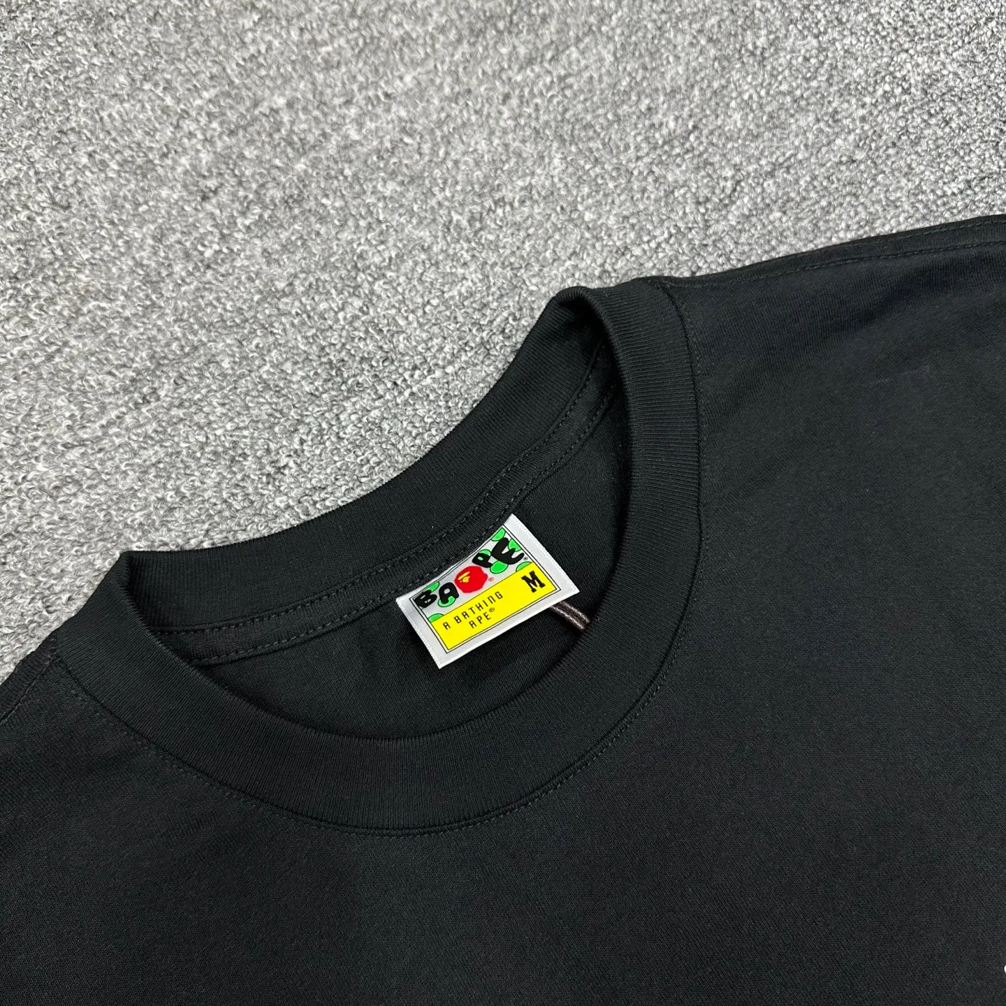 💰140 BAPE Return to College Series Hand-painted pattern short-sleeved T-shirt 280g weight linen cotton fabric ZP version Couple style: S-XXL [Black White]