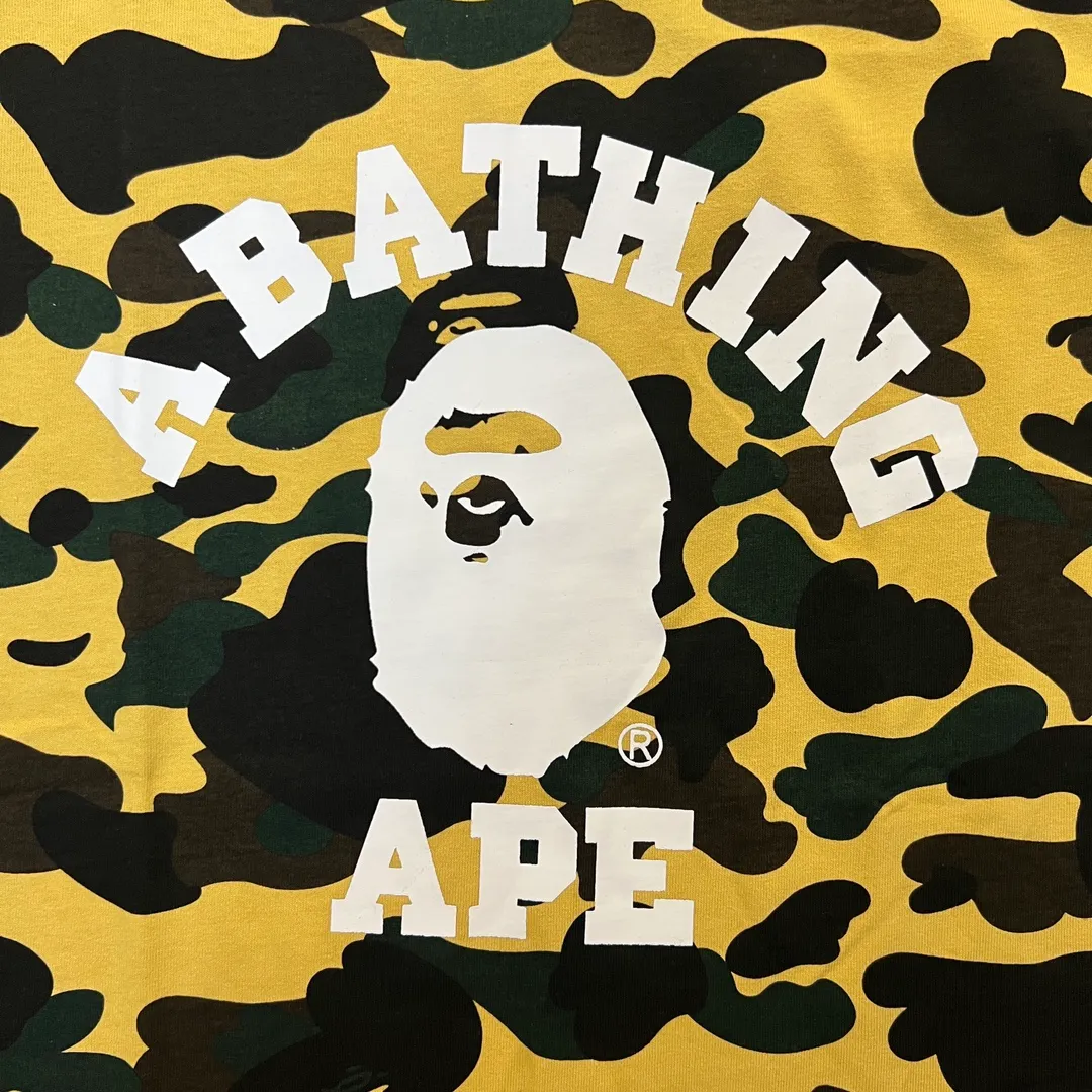 💰140 BAPE ape head camouflage classic reproduction ZP version 255g weight pure cotton all-over printed camouflage Couple model: S-XXL [green yellow red purple blue]