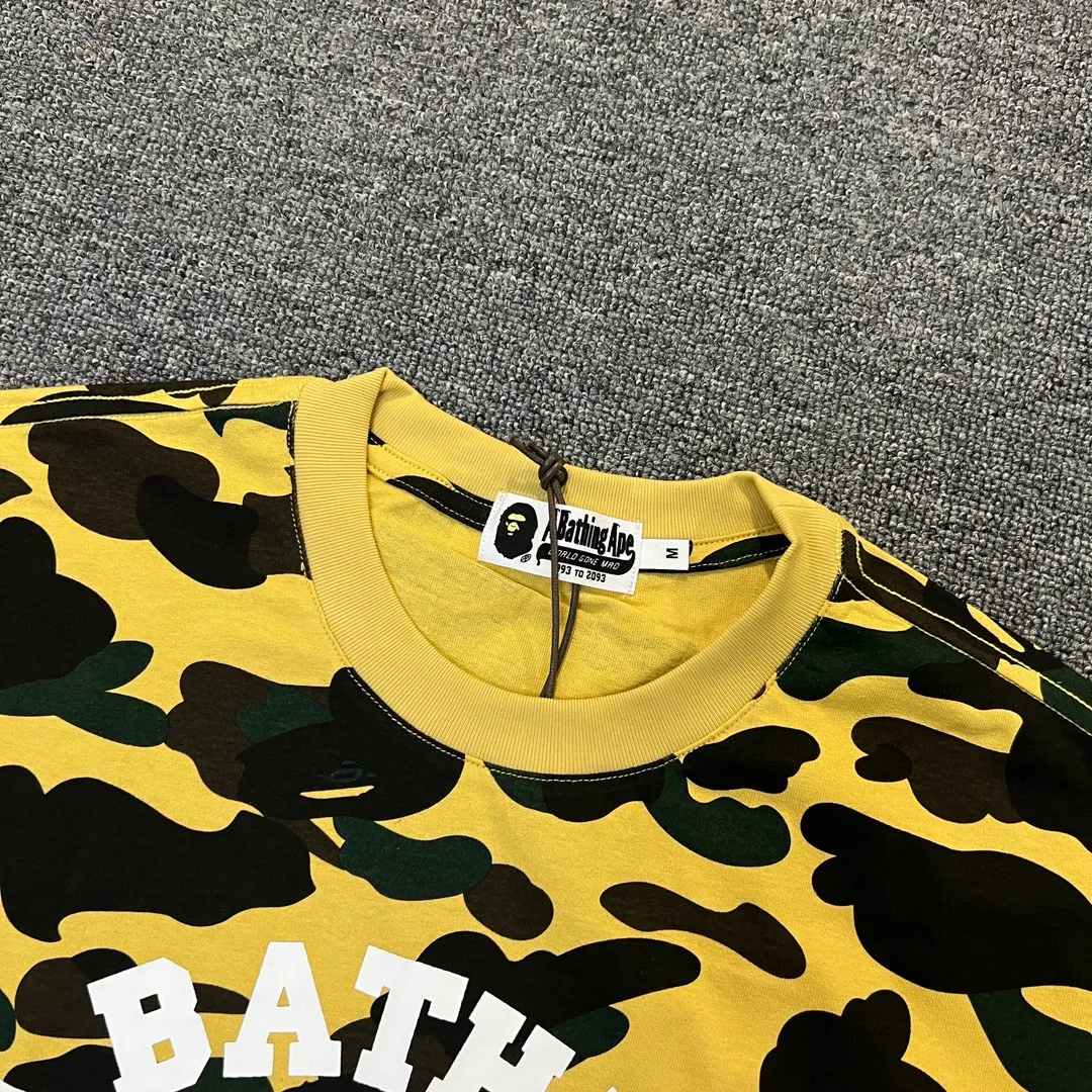 💰140 BAPE ape head camouflage classic reproduction ZP version 255g weight pure cotton all-over printed camouflage Couple model: S-XXL [green yellow red purple blue]