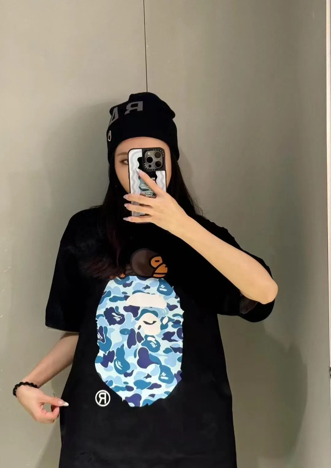 💰140 BAPE SS25 ABC CAMO series Cartoon ape orangutan pattern printing 280g weight linen cotton fabric ZP version Couple model: S-XXL [black pink white pink black blue white blue black green white green]