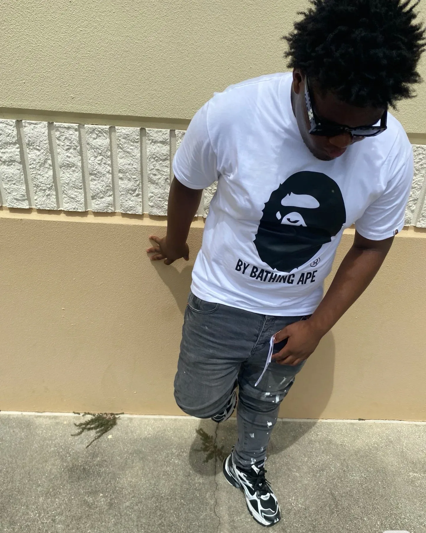 P110 00186 BAPE BICOLOR BY BATHING TEE great ape head short-sleeved T-shirt, same style for men and women, size smlxlxxl, black and white