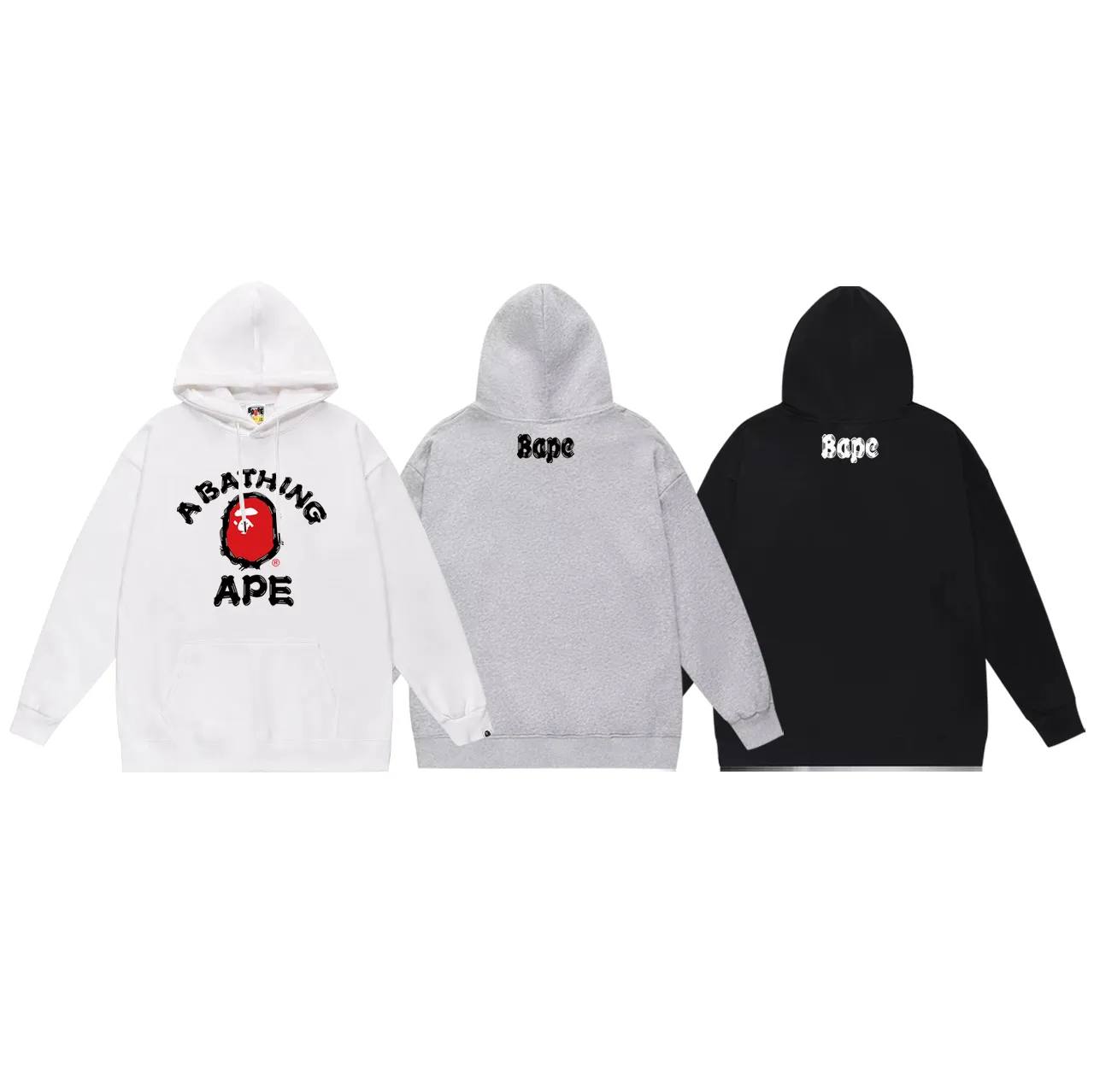 P160 model number SC797# terry 80 plus velvet 90 (top version) BAPE ape head letter brush print hooded sweatshirt Made of 380 grams of large terry (drop shoulder large version) fabric, soft texture and no pilling Imported environmentally friendly printing glue The pattern is bright and three-dimensional Quality 💥Same style for men and women The upper body is trendy Color: black white gray Size: S M L XL XXL