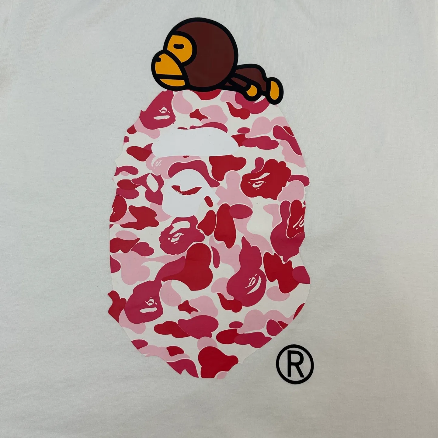 💰140 BAPE SS25 ABC CAMO series Cartoon ape orangutan pattern printing 280g weight linen cotton fabric ZP version Couple model: S-XXL [black pink white pink black blue white blue black green white green]