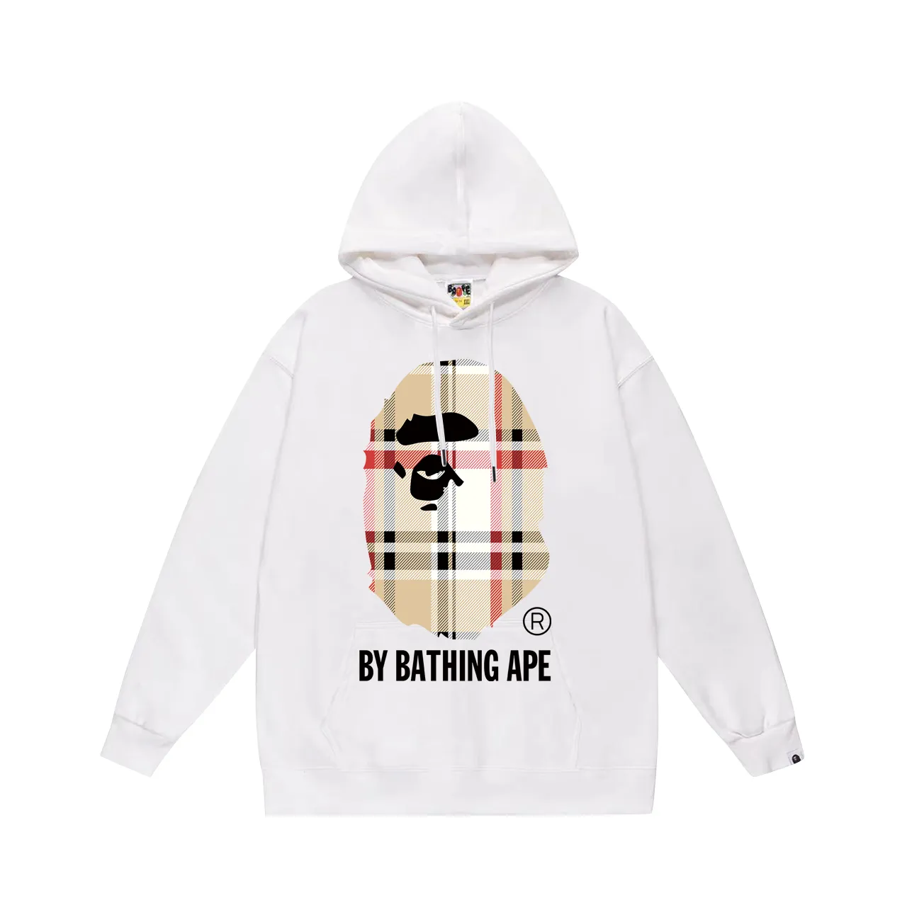 P160 model number SC778# terry 80 plus velvet 90 (top version) BAPE plaid ape head letter printed hooded sweatshirt Made of 380g large terry (drop shoulder large version) fabric, soft texture and no pilling Imported environmentally friendly printing glue The pattern is bright and three-dimensional Quality 💥Same style for men and women The upper body is trendy Color: black white gray Size: S M L XL XXL