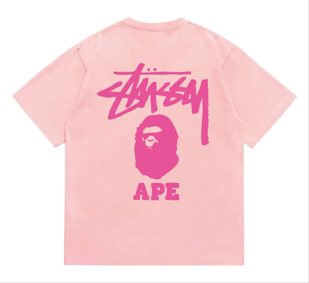 SC202#p110💰 (top version) BAPE×Stussy co-branded Stussy letter ape print T-shirt Made of 260 grams of high-quality high-weave pure cotton fabric, double yarn combed, soft texture without pilling, imported environmentally friendly printing glue, bright and three-dimensional pattern, quality 💥Same style for men and women, the upper body is fashionable Color: black pink white pink gray pink pink pink red pink black and white gray and white pink and white red and white white and black Gray and black Pink and black Red and black Size: S M L XL XXL