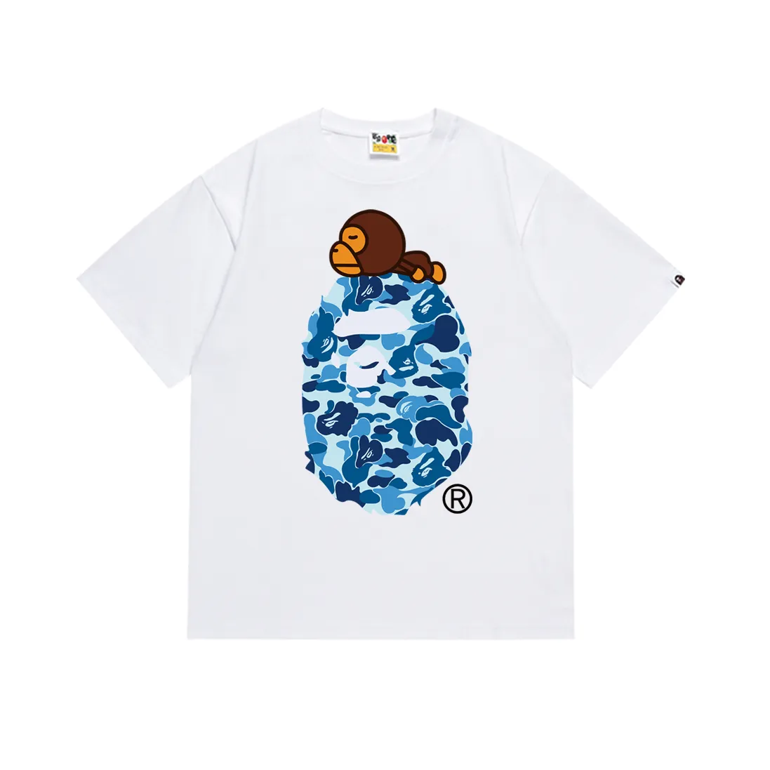 P110 SC048# (top version) BAPE camouflage ape head LOGO printed short-sleeved T-shirt Made of 260 grams of high-quality high-weave pure cotton fabric, double yarn combed, soft texture and no pilling Imported environmentally friendly printing glue, bright and three-dimensional pattern, quality 💥Same style for men and women, the upper body is fashionable Color: black green, white green, black pink, white powder, black blue, white blue Size: S M L XL XXL