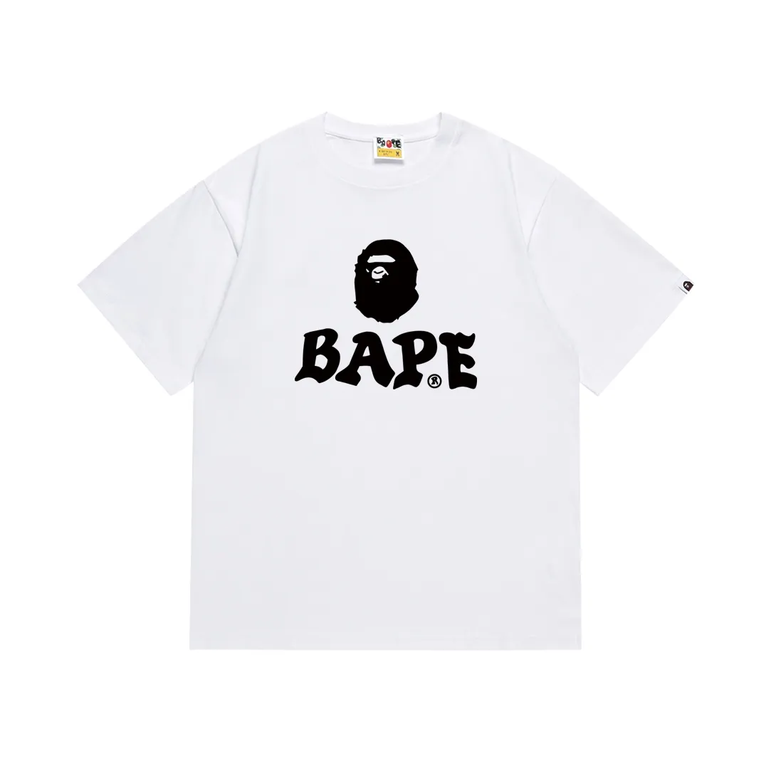 SC135#p110💰 (top version) BAPE contrasting ape head letter pattern printed short-sleeved T-shirt Made of 260 grams of high-quality high-weave pure cotton fabric, double yarn combed, soft texture and no pilling Imported environmentally friendly printing glue, bright and three-dimensional pattern, quality 💥Same style for men and women, the upper body is fashionable Color: black white Size: S M L XL XXL