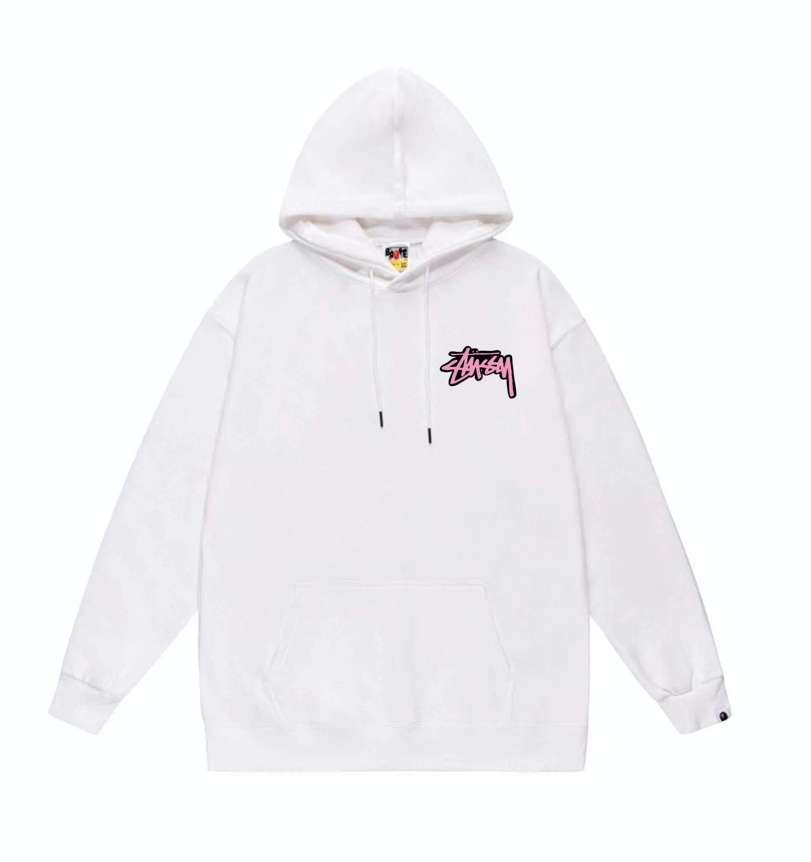 P160 model number SC806# terry 80 plus velvet 90 (top version) BAPE×STUSSY co-branded Stussy letter printed hooded sweatshirt Made of 380g large terry (drop shoulder large version) fabric, soft texture and no pilling Imported environmentally friendly printing glue The pattern is bright and three-dimensional Quality 💥Same style for men and women The upper body is trendy Color: black white gray Size: S M L XL XXL