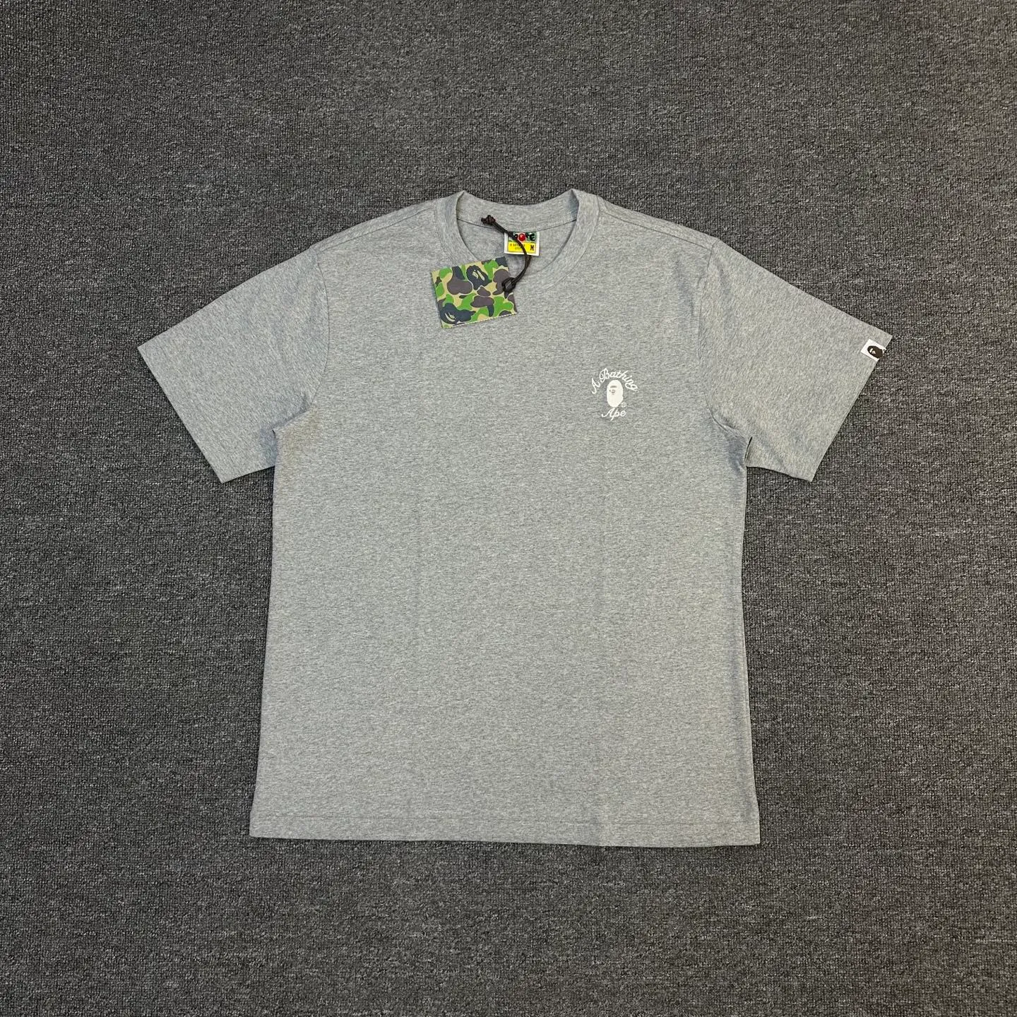 💰140 BAPE SS25 ape letter embroidered round neck 280g heavy linen cotton fabric ZP version Couple model: S-XXL [Black White Gray]