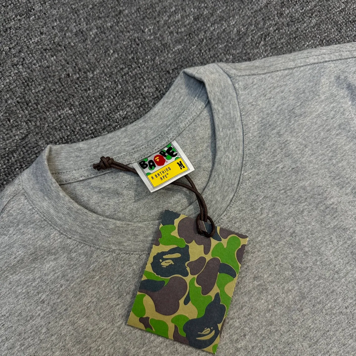 💰140 BAPE SS25 ape letter embroidered round neck 280g heavy linen cotton fabric ZP version Couple model: S-XXL [Black White Gray]