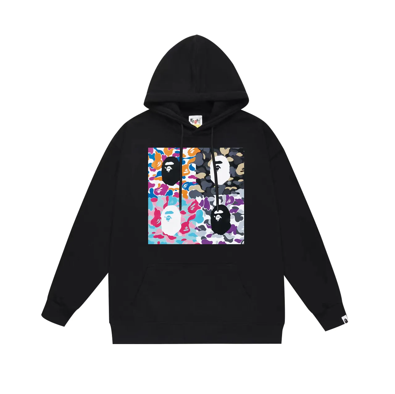 Model No. SC741# Terry p160 plus velvet 180💰 (top version) BAPE ape head letter printed hooded sweatshirt Made of 380g large terry (drop shoulder large version) fabric, soft and non-pilling, imported environmentally friendly printing glue, bright and three-dimensional pattern, quality 💥Same style for men and women. The upper body is trendy. Color: black white gray Size: S M L XL XXL