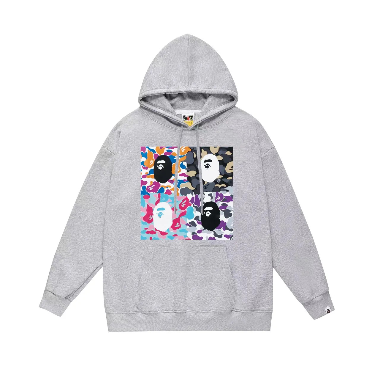 Model No. SC741# Terry p160 plus velvet 180💰 (top version) BAPE ape head letter printed hooded sweatshirt Made of 380g large terry (drop shoulder large version) fabric, soft and non-pilling, imported environmentally friendly printing glue, bright and three-dimensional pattern, quality 💥Same style for men and women. The upper body is trendy. Color: black white gray Size: S M L XL XXL
