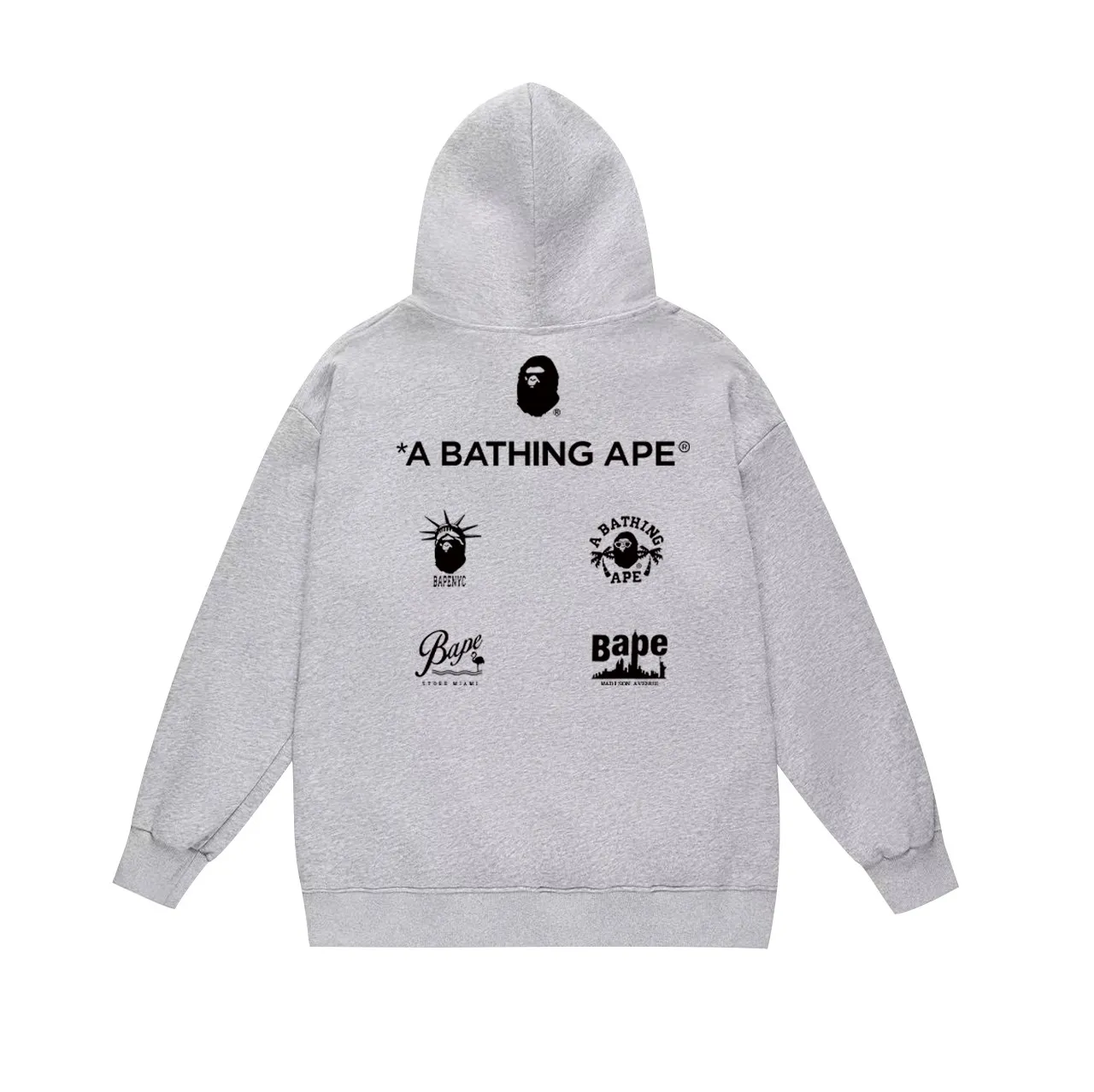 Model No. SC741# Terry p160 plus velvet 180💰 (top version) BAPE ape head letter printed hooded sweatshirt Made of 380g large terry (drop shoulder large version) fabric, soft and non-pilling, imported environmentally friendly printing glue, bright and three-dimensional pattern, quality 💥Same style for men and women. The upper body is trendy. Color: black white gray Size: S M L XL XXL
