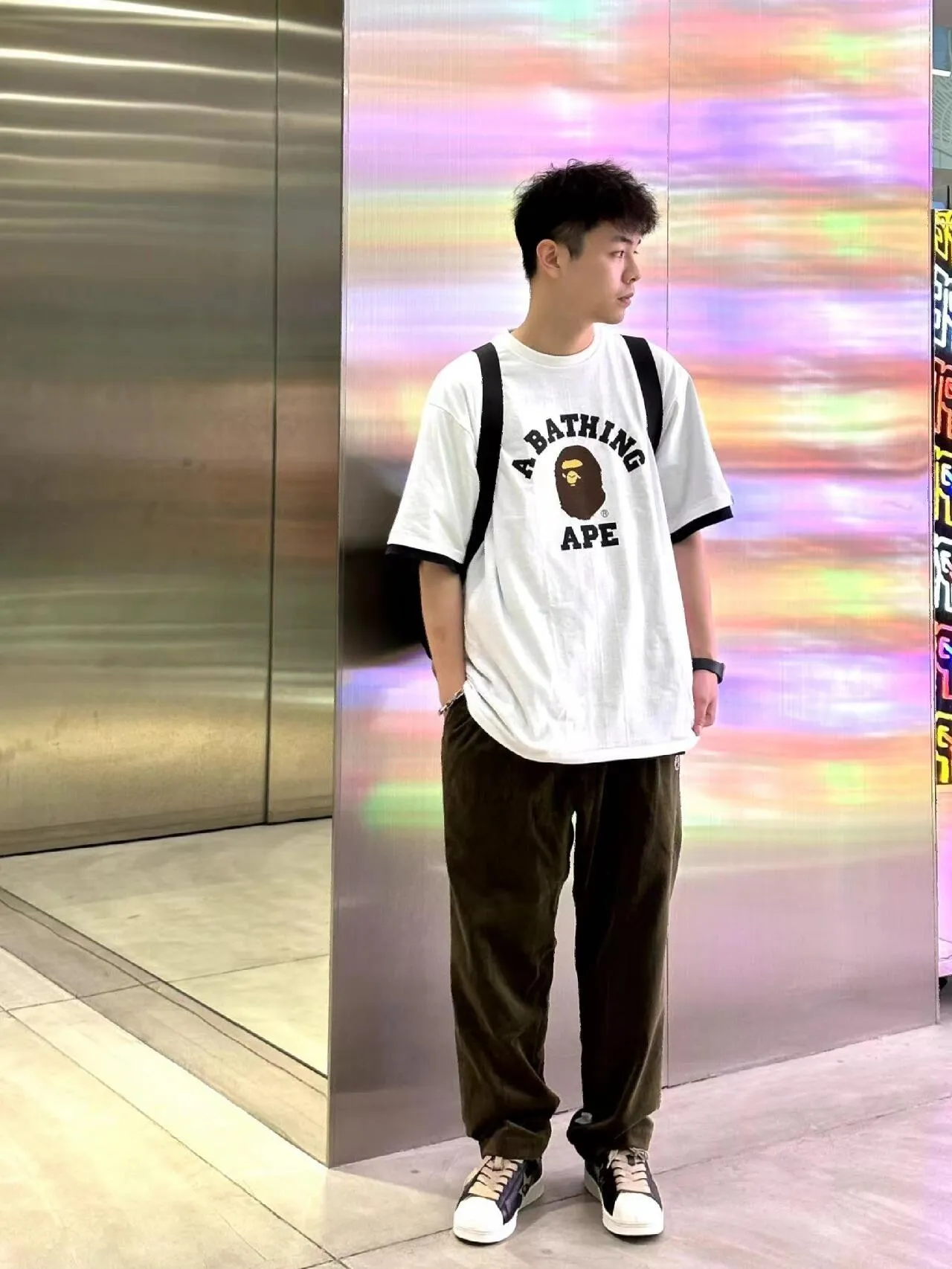 💰140 BAPE ape-man’s small head classic reappearance 270g heavy linen cotton fabric ZP version Couple model: S-XXL [Black White Navy Rice Apricot]
