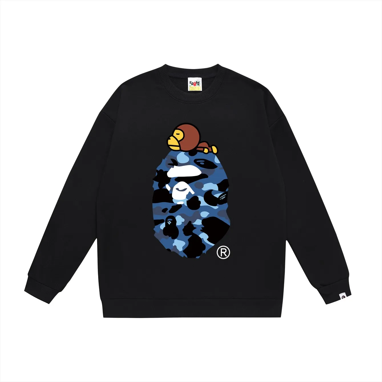 P150 model number SC463# terry 75 plus velvet 80 (top version) BAPE classic monogram ape head print round neck sweatshirt. Made of 350g large terry (drop shoulder large version) fabric, soft texture and no pilling. Imported environmentally friendly printing glue. Bright and three-dimensional pattern. Quality 💥Same style for men and women. The upper body is trendy. Colors: black and red, white and red, gray and red, black and blue, white and blue, gray and blue, black and green, white and green, white and gray. Black Purple White Purple Gray Purple Size: S M L XL XXL