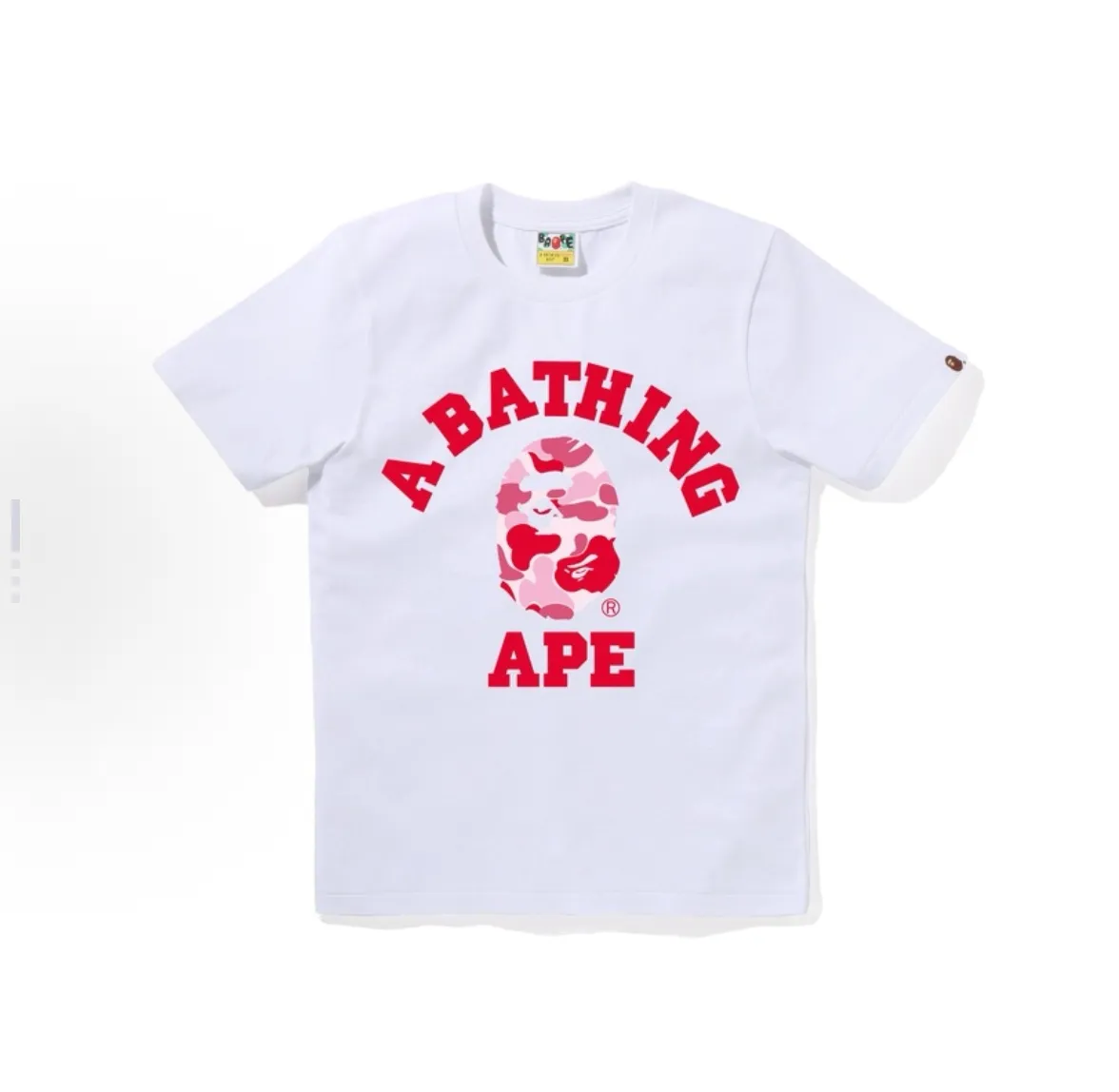 P110 001120 BAPE SS25 camouflage ape pattern comfortable and versatile short-sleeved T-shirt, same style for men and women, size smlxlxxl, white pink, black pink, white blue, black blue