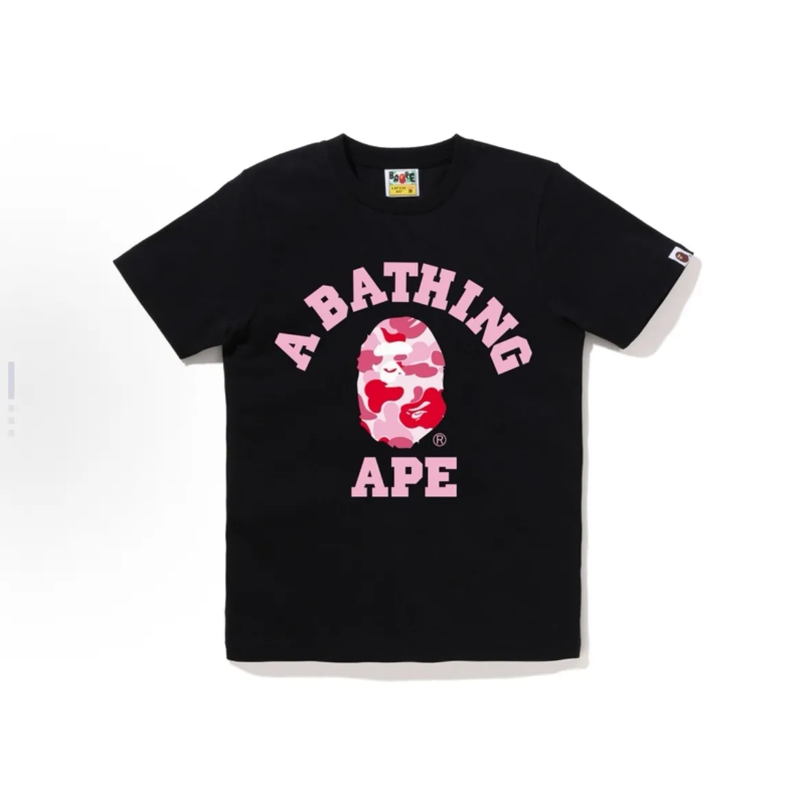P110 001120 BAPE SS25 camouflage ape pattern comfortable and versatile short-sleeved T-shirt, same style for men and women, size smlxlxxl, white pink, black pink, white blue, black blue