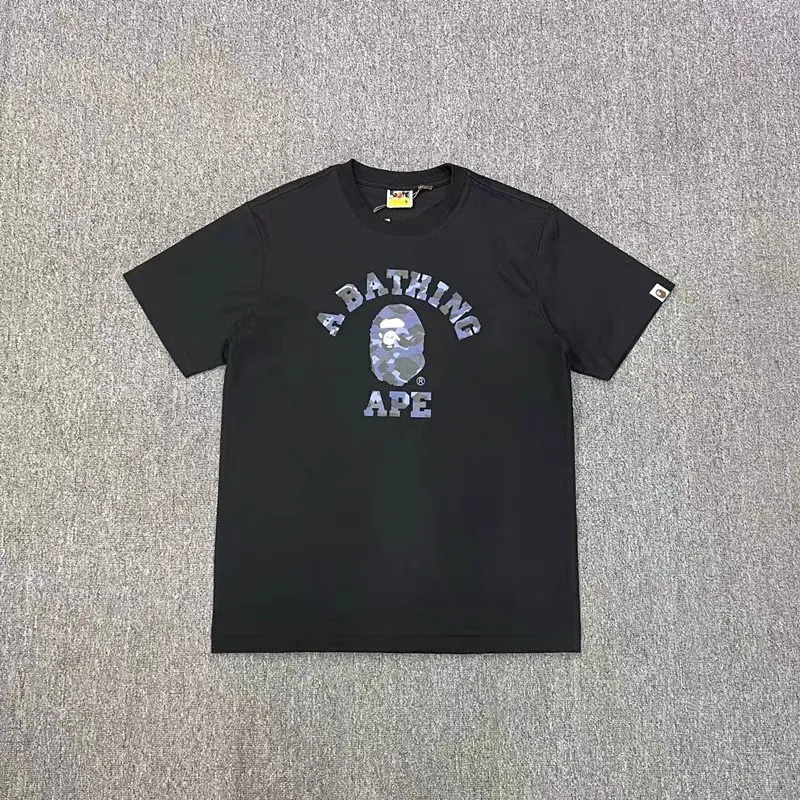 P110 001092 BAPE camouflage ape head print round neck short-sleeved T-shirt, same style for men and women, size smlxlxxl, black and blue camouflage, white and blue camouflage, black and purple camouflage, white and purple camouflage, black and red camouflage, white and red camouflage