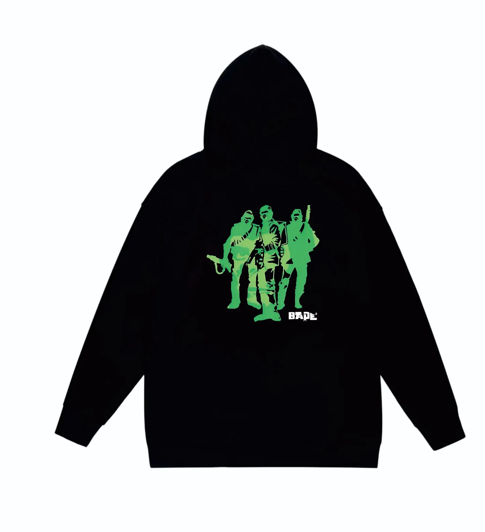 P160 model number SC869# terry 80 plus velvet 90 (top version) BAPE Ape Army letter print hooded sweatshirt Made of 380 grams of large terry (drop shoulder large version) fabric, soft texture and no pilling Imported environmentally friendly printing glue The pattern is bright and three-dimensional Quality 💥Same style for men and women The upper body is trendy Color: black white gray Size: S M L XL XXL