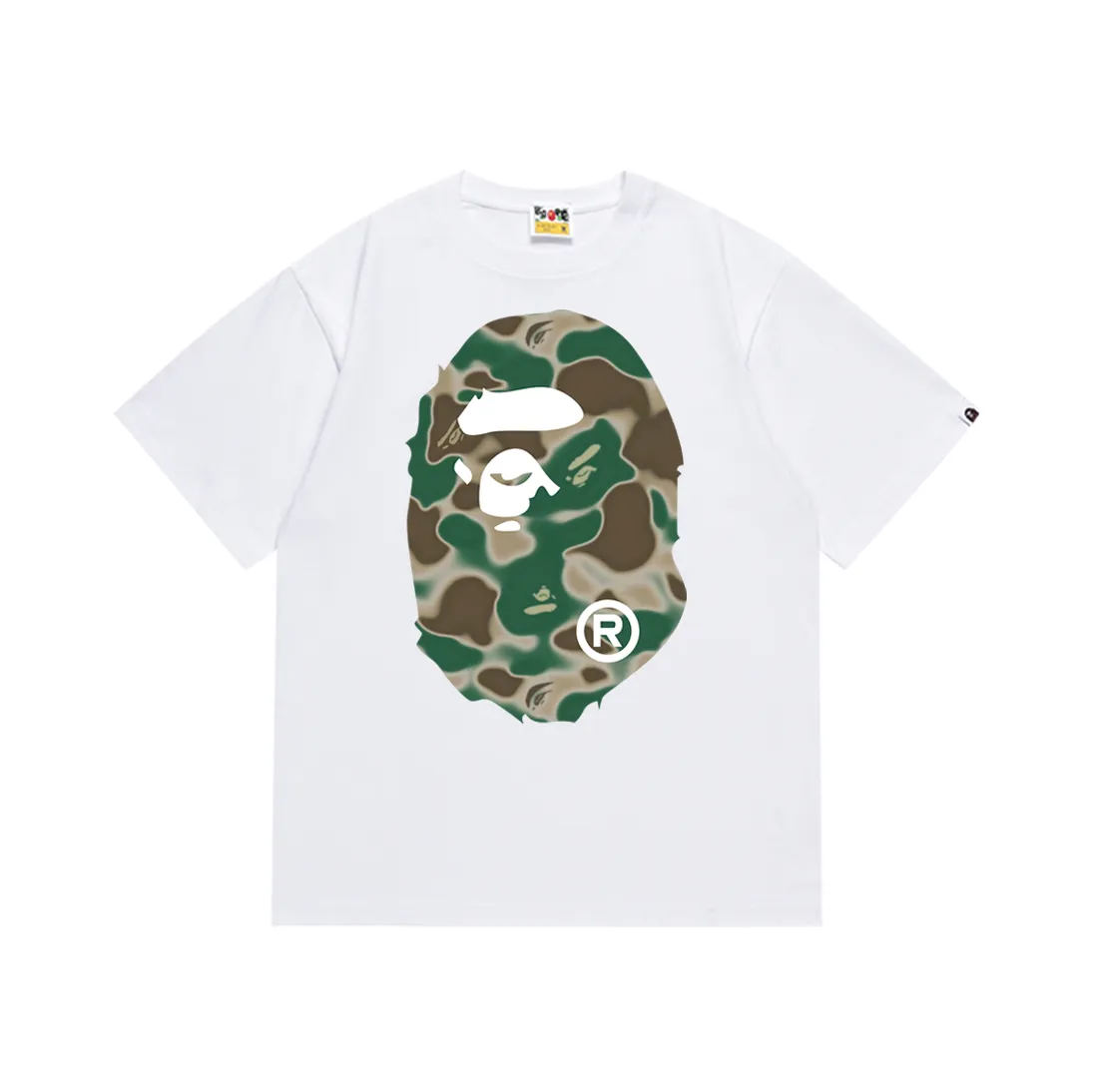 SC174#p110💰 (top version) BAPE LIQUID CAMO BIG APE liquid camouflage short-sleeved T-shirt Made of 260 grams of high-quality high-weave pure cotton fabric, double yarn combed, soft and non-pilling, imported environmentally friendly printing glue, bright and three-dimensional pattern, quality 💥Same style for men and women, the upper body is trendy Color: Black White Khaki Brown Size: S M L XL XXL