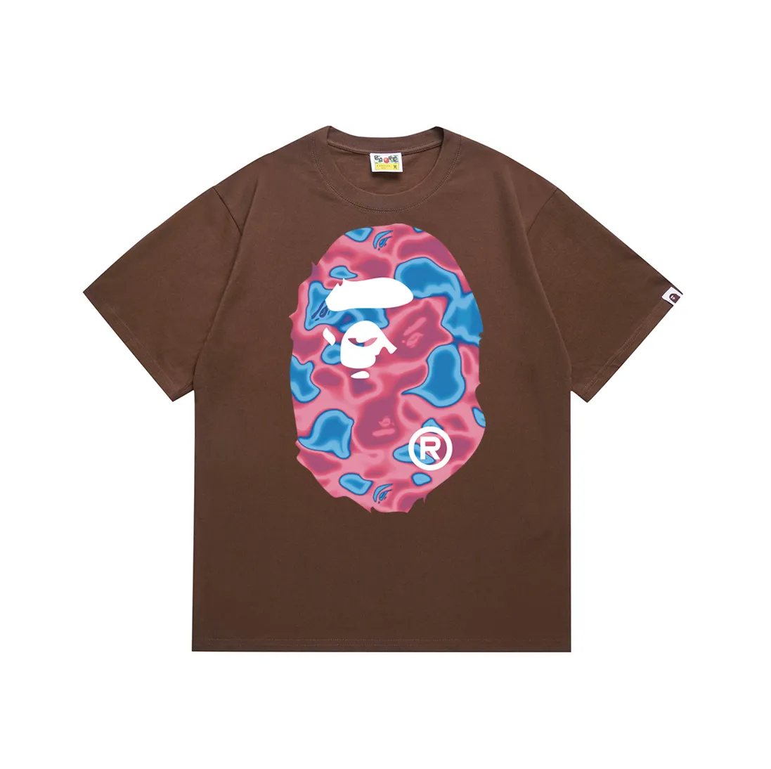 SC174#p110💰 (top version) BAPE LIQUID CAMO BIG APE liquid camouflage short-sleeved T-shirt Made of 260 grams of high-quality high-weave pure cotton fabric, double yarn combed, soft and non-pilling, imported environmentally friendly printing glue, bright and three-dimensional pattern, quality 💥Same style for men and women, the upper body is trendy Color: Black White Khaki Brown Size: S M L XL XXL