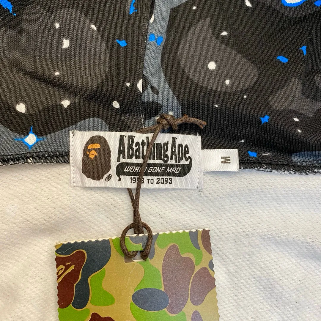 💰400 BAPE SPACE CAMO SHARK HOODIE starry sky camouflage shark zipper hooded sweatshirt, top-quality fabric, 1:1 high-end replica, couple model: S—XXL [starry sky black]