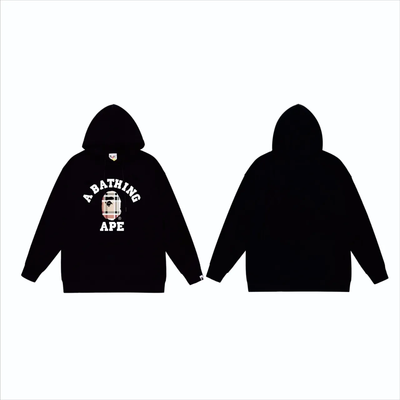 P160 model number SC822# terry 80 plus velvet 90 (top version) BAPE ape plaid pattern printed hooded sweatshirt Made of 380g large terry (drop shoulder large version) fabric, soft texture and no pilling Imported environmentally friendly printing glue The pattern is bright and three-dimensional Quality 💥Same style for men and women The upper body is trendy Color: Black White Gray Size: S M L XL XXL