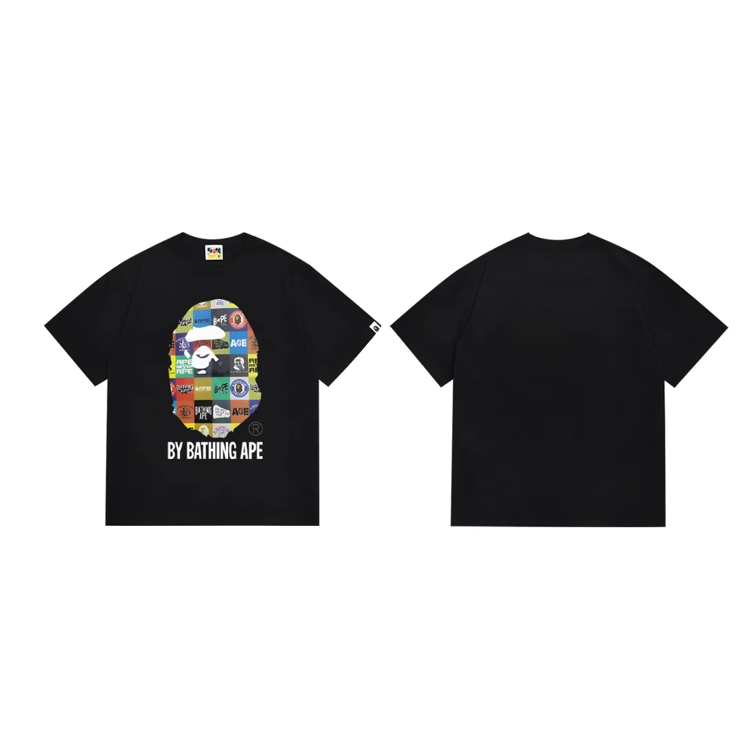 P110 SC006# (top version) Bape ape head cartoon icon printing couple style pure cotton youth popular men and women short-sleeved T-shirt Japanese fashion brand Made of 260 grams of high-quality high-weave pure cotton fabric Double yarn combed soft texture without pilling Imported environmentally friendly printing glue The pattern is bright and three-dimensional Quality 💥Same style for men and women The upper body is trendy Color: Black White Size: S M L XL XXL