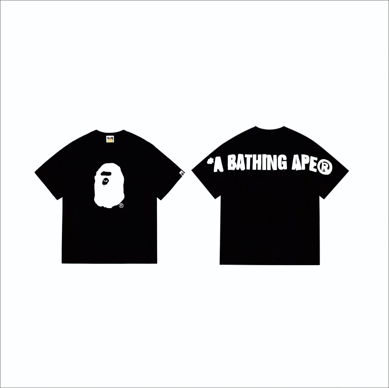 SC268#p110💰 (top version) BAPE SS24 inkjet feeling ape head letter printed short-sleeved T-shirt Made of 260 grams of high-quality high-weave pure cotton fabric, double yarn combed, soft texture and no pilling Imported environmentally friendly printing glue, bright and three-dimensional pattern, quality 💥Same style for men and women. The upper body is trendy. Color: black, beige, purple, size: S M L XL XXL