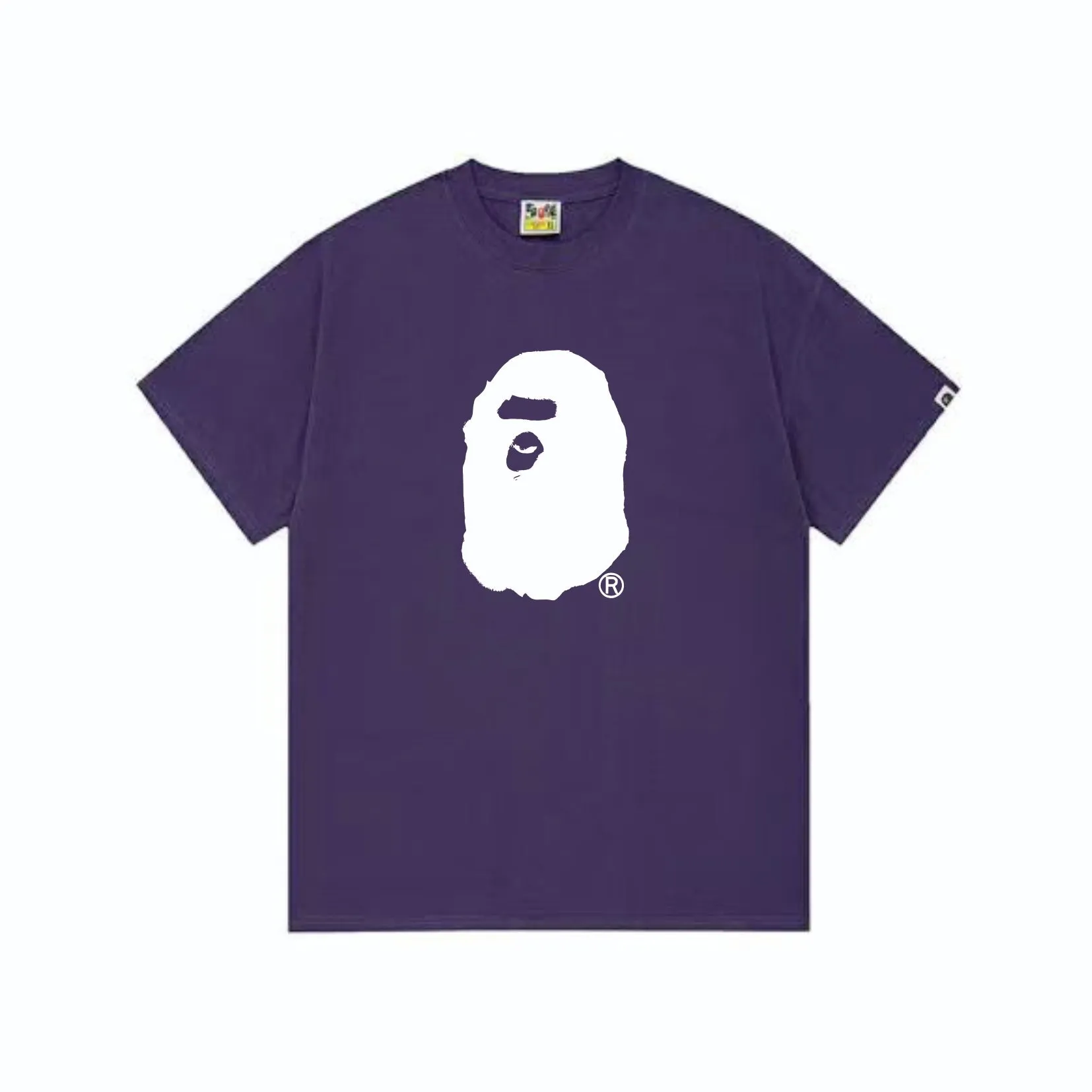 SC268#p110💰 (top version) BAPE SS24 inkjet feeling ape head letter printed short-sleeved T-shirt Made of 260 grams of high-quality high-weave pure cotton fabric, double yarn combed, soft texture and no pilling Imported environmentally friendly printing glue, bright and three-dimensional pattern, quality 💥Same style for men and women. The upper body is trendy. Color: black, beige, purple, size: S M L XL XXL
