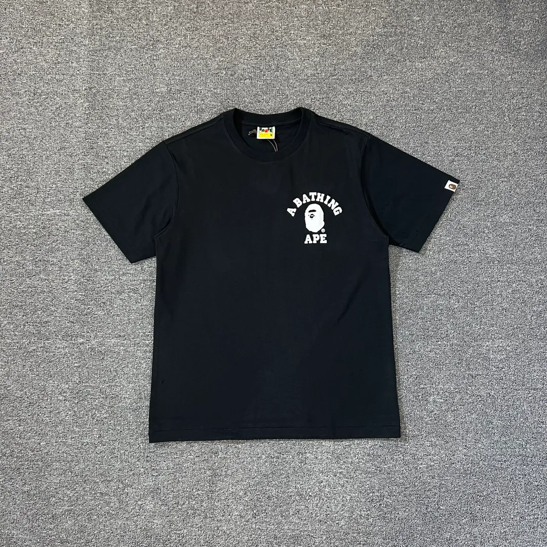 💰140 BAPE classic ape head letter print 280g heavy linen cotton fabric ZP version Couple style: S-XXL [Mi Xing white black navy]
