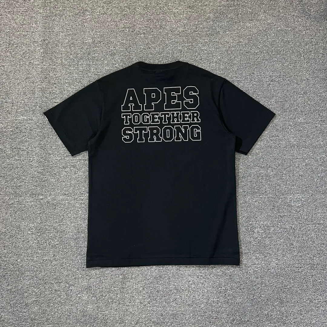 💰140 BAPE classic ape head letter print 280g heavy linen cotton fabric ZP version Couple style: S-XXL [Mi Xing white black navy]