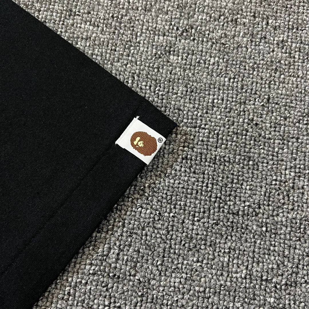 💰140 BAPE classic ape head letter print 280g heavy linen cotton fabric ZP version Couple style: S-XXL [Mi Xing white black navy]
