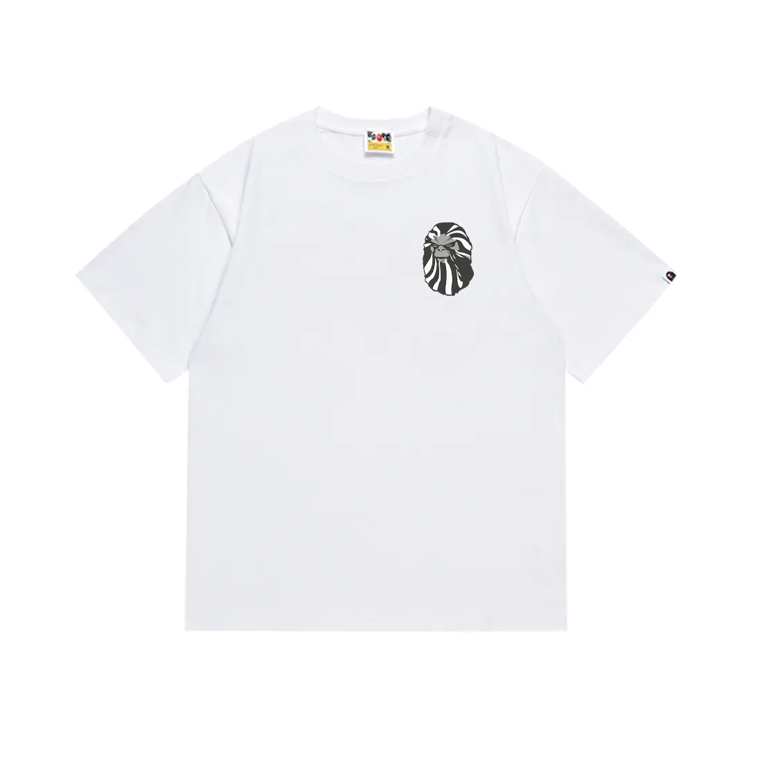 P110 SC050# (top version) BAPE ape head letter printed short-sleeved T-shirt with big ape on the back Made of 260 grams of high-quality high-weave pure cotton fabric, double yarn combed, soft texture and no pilling Imported environmentally friendly printing glue, bright and three-dimensional pattern, quality 💥Same style for men and women, the upper body is fashionable Color: black and white Size: S M L XL XXL