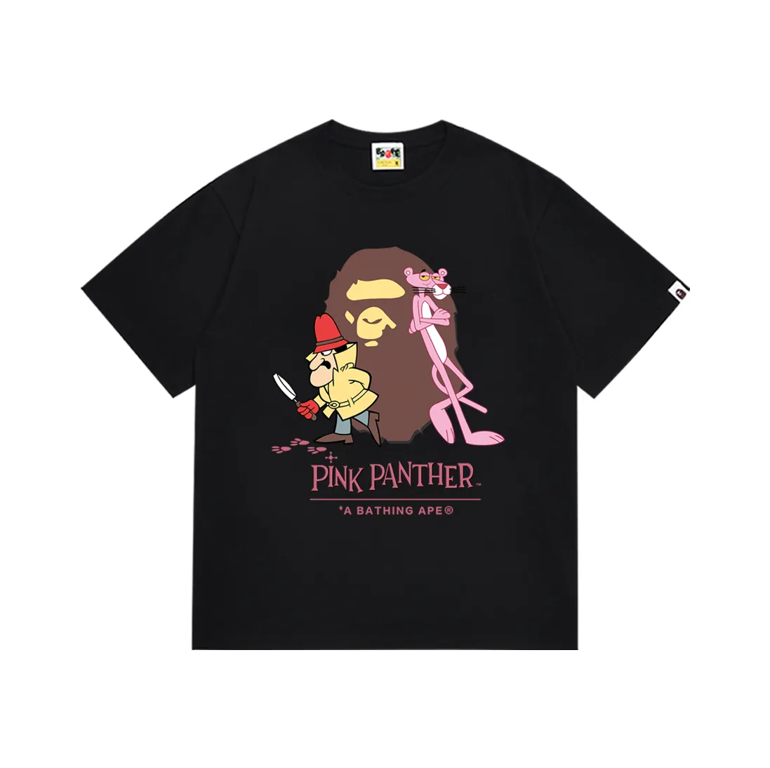 SC181#p110💰 (Top version) BAPE KIDS co-branded pink panther ape head printed short-sleeved T-shirt Made of 260 grams of high-quality high-weave pure cotton fabric, double yarn combed, soft texture and no pilling Imported environmentally friendly printing glue The pattern is bright and three-dimensional Quality💥Same style for men and women The upper body is fashionable Color: black white pink Size: S M L XL XXL