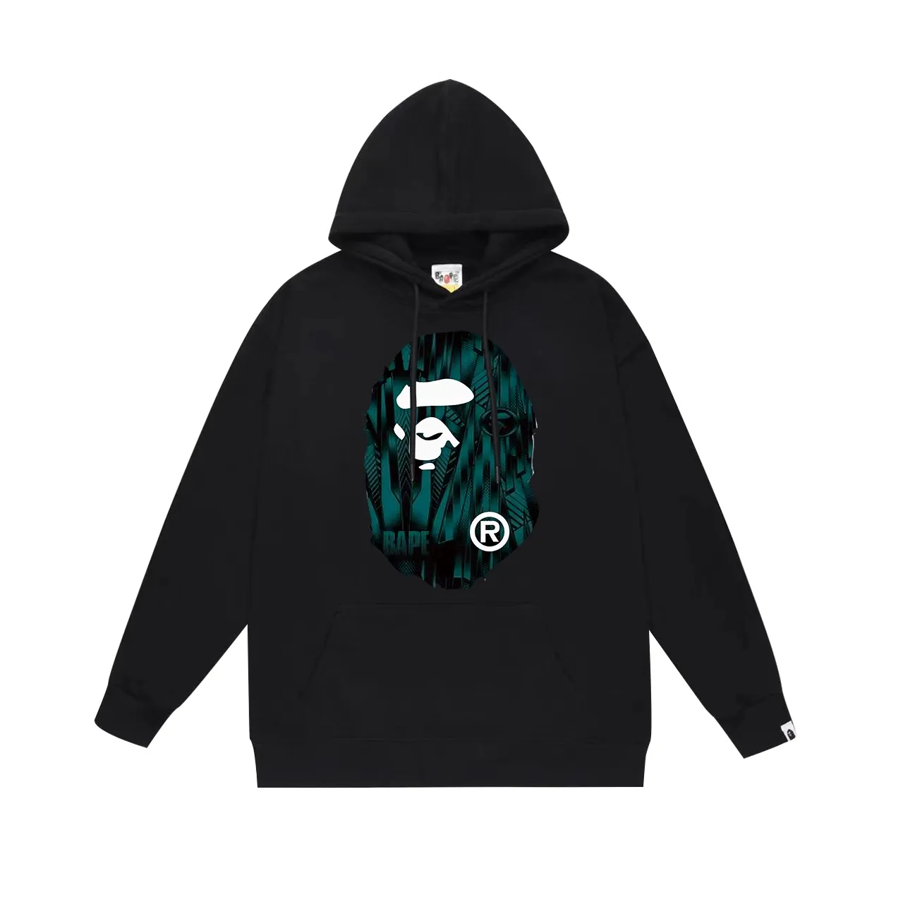 Model No. SC704#terry p160 plus velvet p180💰 (top version) BAPE Speed Racing speed pattern ape head print hooded sweatshirt. Made of 380g large terry 430g silver fox velvet (drop shoulder large version) fabric. The texture is soft and non-pilling. Imported environmentally friendly printing glue. The pattern is bright and three-dimensional. Quality💥Same style for men and women. The upper body is trendy. Color: black cyan, white cyan, gray cyan Size: S M L XL XXL