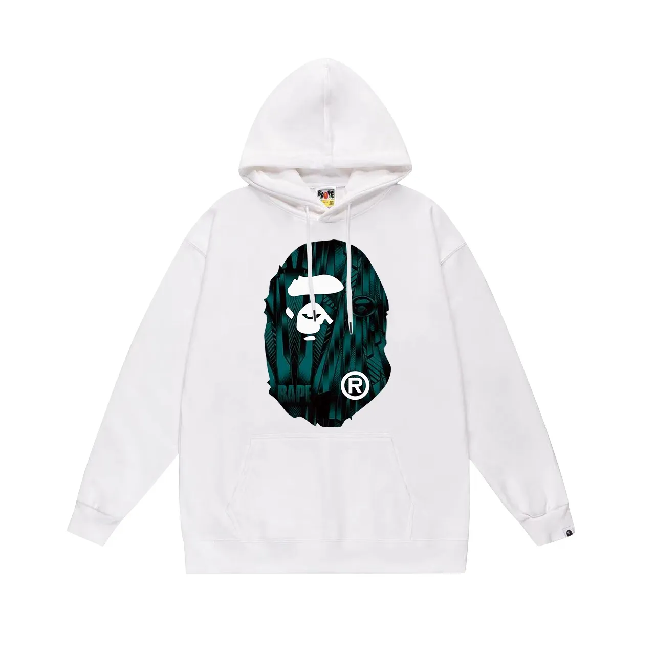 Model No. SC704#terry p160 plus velvet p180💰 (top version) BAPE Speed Racing speed pattern ape head print hooded sweatshirt. Made of 380g large terry 430g silver fox velvet (drop shoulder large version) fabric. The texture is soft and non-pilling. Imported environmentally friendly printing glue. The pattern is bright and three-dimensional. Quality💥Same style for men and women. The upper body is trendy. Color: black cyan, white cyan, gray cyan Size: S M L XL XXL