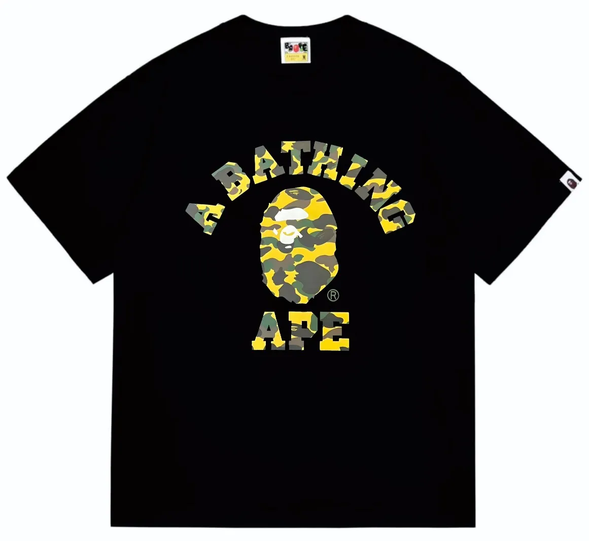 SC249#p110💰 (top version) BAPE camouflage ape head letter printed short-sleeved T-shirt Made of 260 grams of high-quality high-weave pure cotton fabric, double yarn combed, soft texture without pilling, imported environmentally friendly printing glue, bright and three-dimensional pattern, quality 💥unisex style, the upper body is fashionable Color: black red white red black purple white purple black yellow white yellow black blue white blue black camouflage green white camouflage green Size: S M L XL XXL