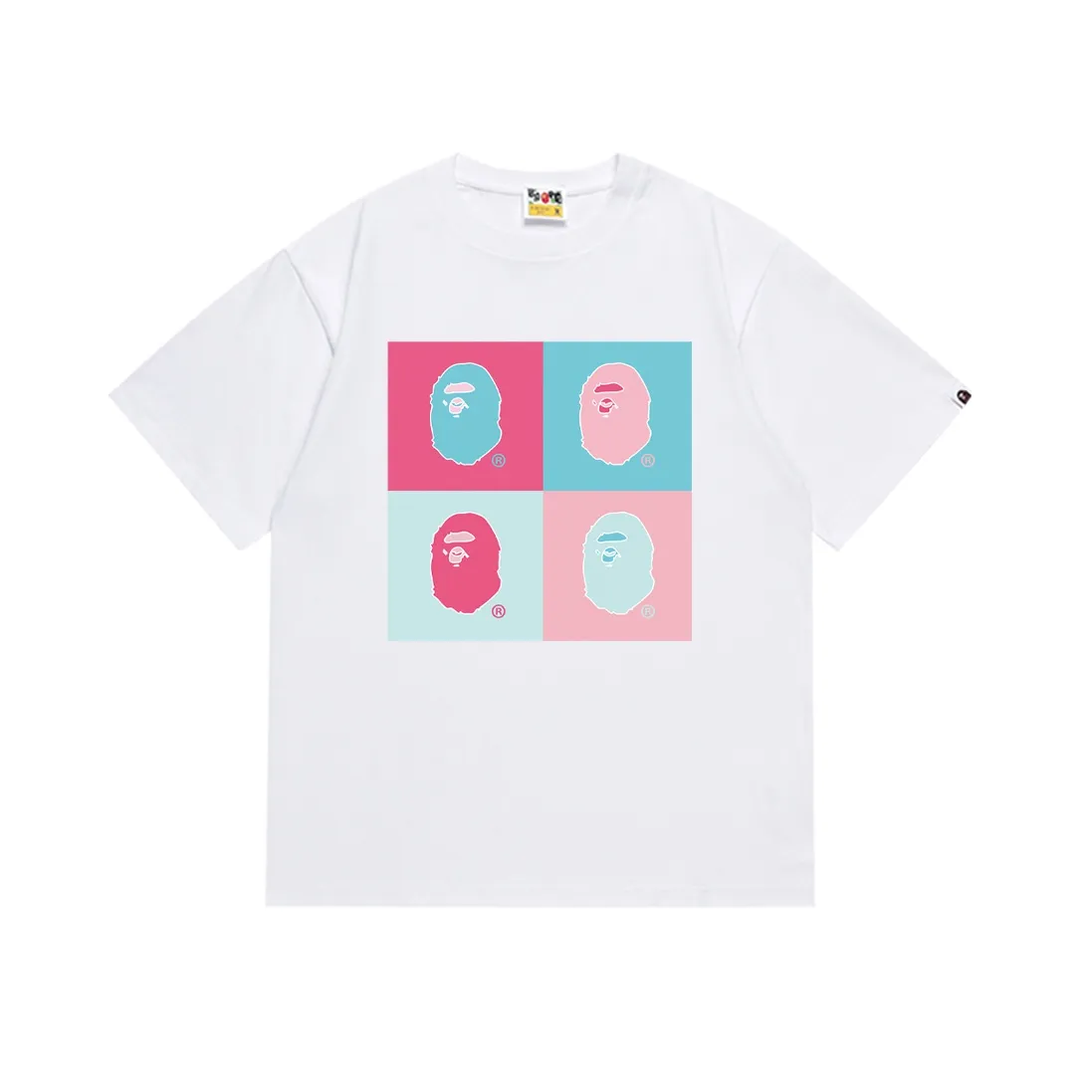 SC154#p110💰 (Top version) BAPE 4-in-1 ape head pattern printed short-sleeved T-shirt Made of 260 grams of high-quality high-weave pure cotton fabric, double yarn combed, soft texture and no pilling Imported environmentally friendly printing glue, bright and three-dimensional pattern, quality 💥Same style for men and women, the upper body is fashionable Color: black white Size: S M L XL XXL