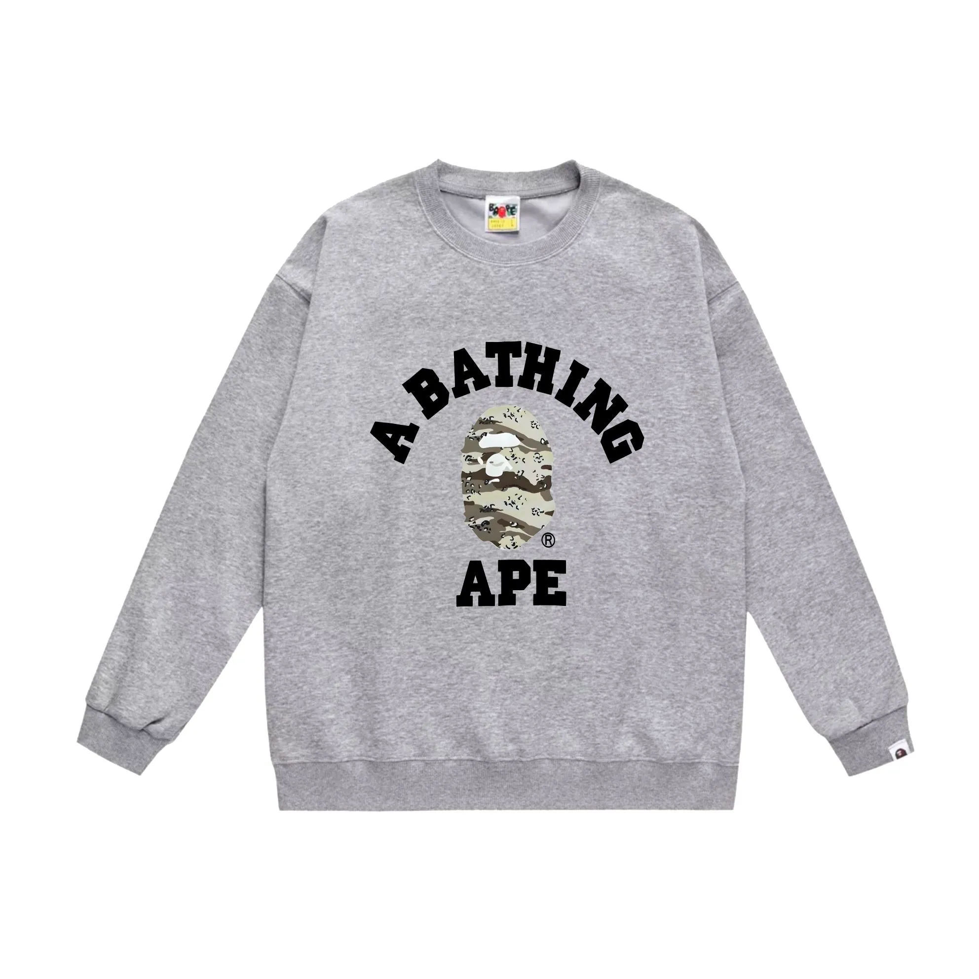 P170 model number SC543# terry 80 plus velvet 85 (top version) BAPE desert ape head letter print round neck sweatshirt Made of 350g large terry (drop shoulder large version) fabric, soft texture and no pilling Imported environmentally friendly printing glue The pattern is bright and three-dimensional Quality 💥Same style for men and women The upper body is trendy Color: black and yellow white and yellow gray and yellow black and gray white and gray gray Size: S M L XL XXL