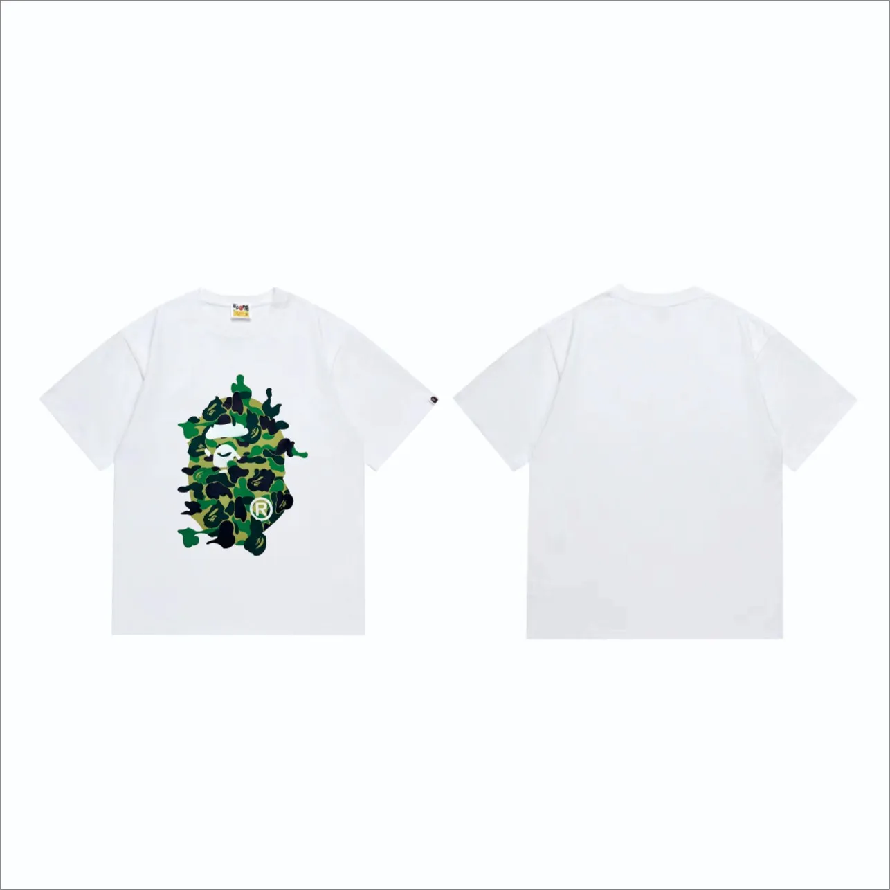 SC246#p110💰 (Top version) BAPE ABC CAMO REBUILD BIG APE HEAD TEE restructured ape-man big head printed short-sleeved T-shirt Made of 260 grams of high-quality high-weave pure cotton fabric, double yarn combed, soft texture without pilling, imported environmentally friendly printing glue, bright and three-dimensional pattern, quality 💥Same style for men and women. The upper body is trendy. Color: black pink, white powder, black blue, white blue, black green, white green Size: S M L XL XXL