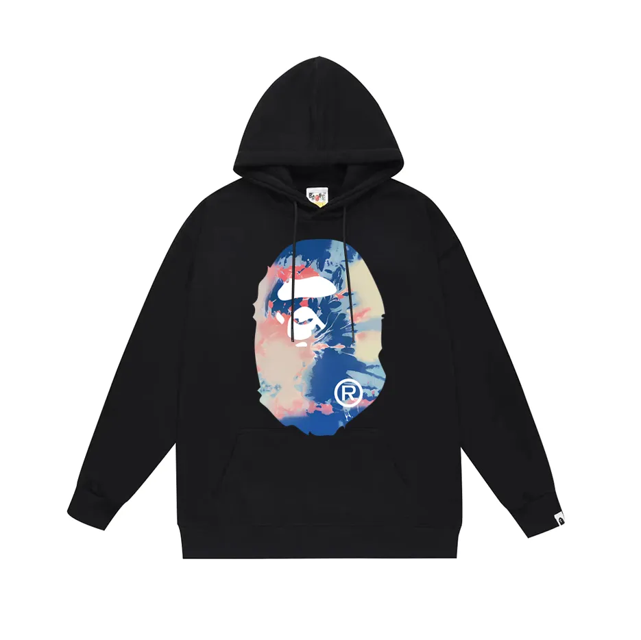 P190 model number SC615# terry 85 plus velvet 95 (top version) BAPE ape head print hooded sweatshirt Made of 380g large terry (large version with dropped shoulders) fabric, soft texture and no pilling Imported environmentally friendly printing glue The pattern is bright and three-dimensional Quality 💥Same style for men and women The upper body is fashionable Color: black white gray Size: S M L XL XXL