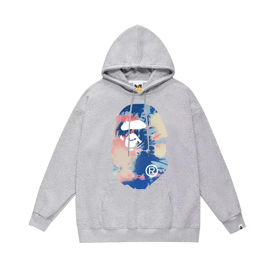 P190 model number SC615# terry 85 plus velvet 95 (top version) BAPE ape head print hooded sweatshirt Made of 380g large terry (large version with dropped shoulders) fabric, soft texture and no pilling Imported environmentally friendly printing glue The pattern is bright and three-dimensional Quality 💥Same style for men and women The upper body is fashionable Color: black white gray Size: S M L XL XXL