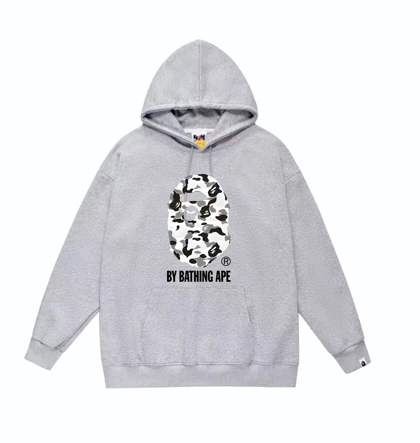 P160 model number SC861# terry 80 plus velvet 90 (top version) BAPE classic camouflage ape head letter printed hooded sweatshirt. Made of 380 grams of large terry (drop shoulder large version) fabric. The texture is soft and non-pilling. Imported environmentally friendly printing glue. The pattern is bright and three-dimensional. Quality 💥Same style for men and women. The upper body is trendy. Color: black white gray Size: S M L XL XXL