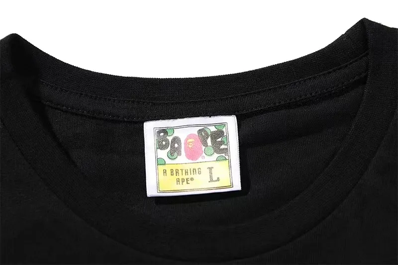 SC110#p110💰 (top version) BAPE ape head letter print STA casual shoe pattern short-sleeved T-shirt Made of 260 grams of high-quality high-weave pure cotton fabric, double yarn combed, soft texture and no pilling Imported environmentally friendly printing glue, bright and three-dimensional pattern, quality 💥Same style for men and women, the upper body is fashionable Color: black white Size: S M L XL XXL