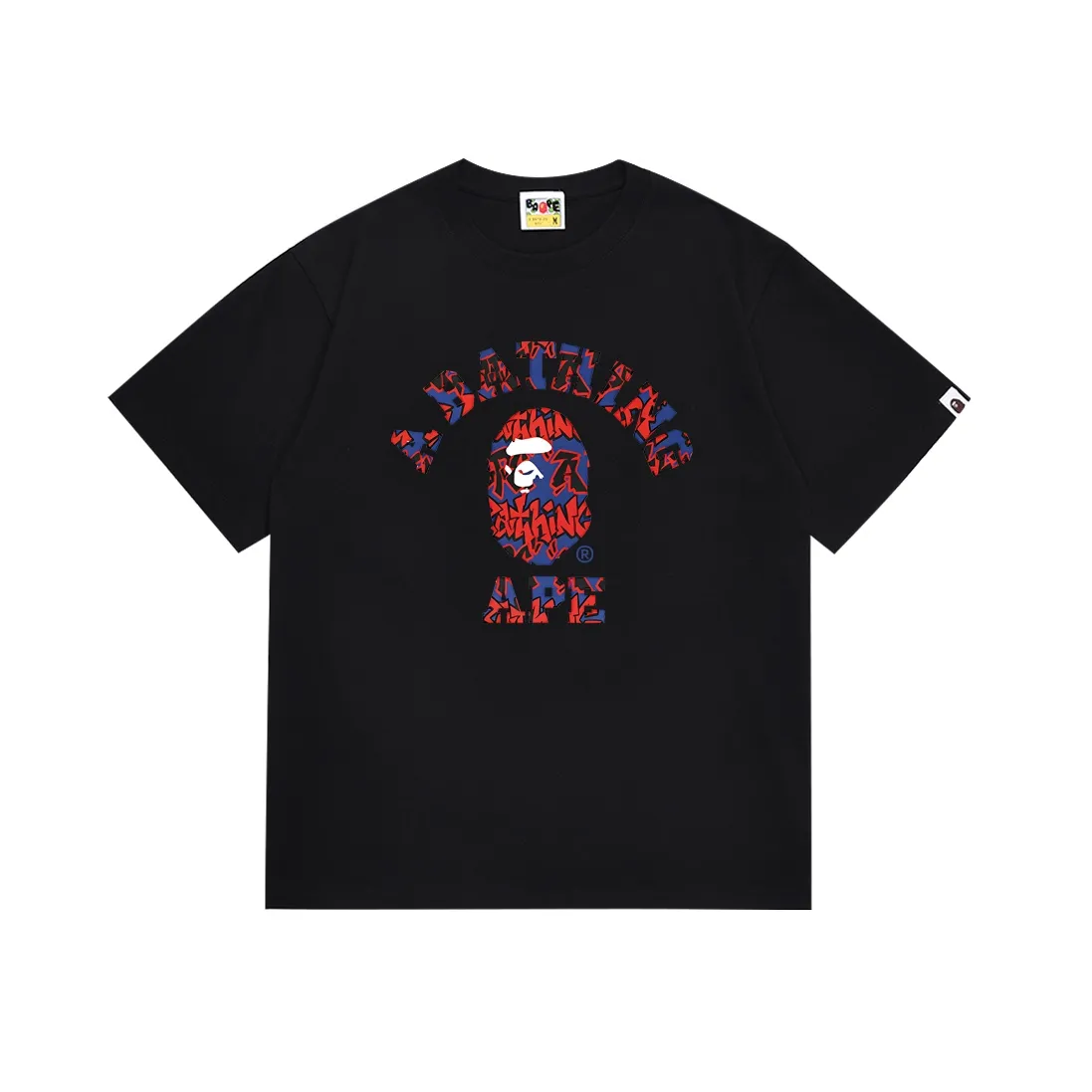 SC123#p110💰 (top version) BAPE ape head letter printed short-sleeved T-shirt Made of 260 grams of high-quality high-weave pure cotton fabric, double yarn combed, soft and non-pilling, imported environmentally friendly printing glue, bright and three-dimensional pattern, quality 💥Same style for men and women, the upper body is fashionable Color: black white Size: S M L XL XXL