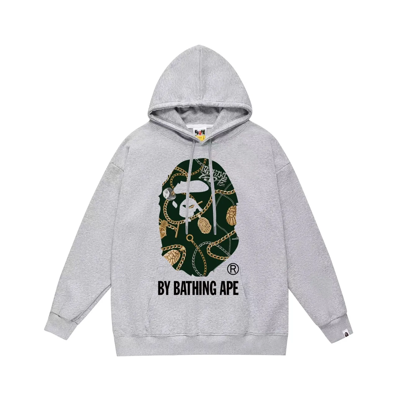 P160 model number SC776# terry 80 plus velvet 90 (top version) BAPE JEWELS BY BATHING APE TEE jewelry great ape print hooded sweatshirt Made of 380g large terry (drop shoulder large version) fabric, soft and non-pilling texture, imported environmentally friendly printing glue, bright and three-dimensional pattern, quality 💥Same style for men and women, the upper body is fashionable Color: black white gray Size: S M L XL XXL