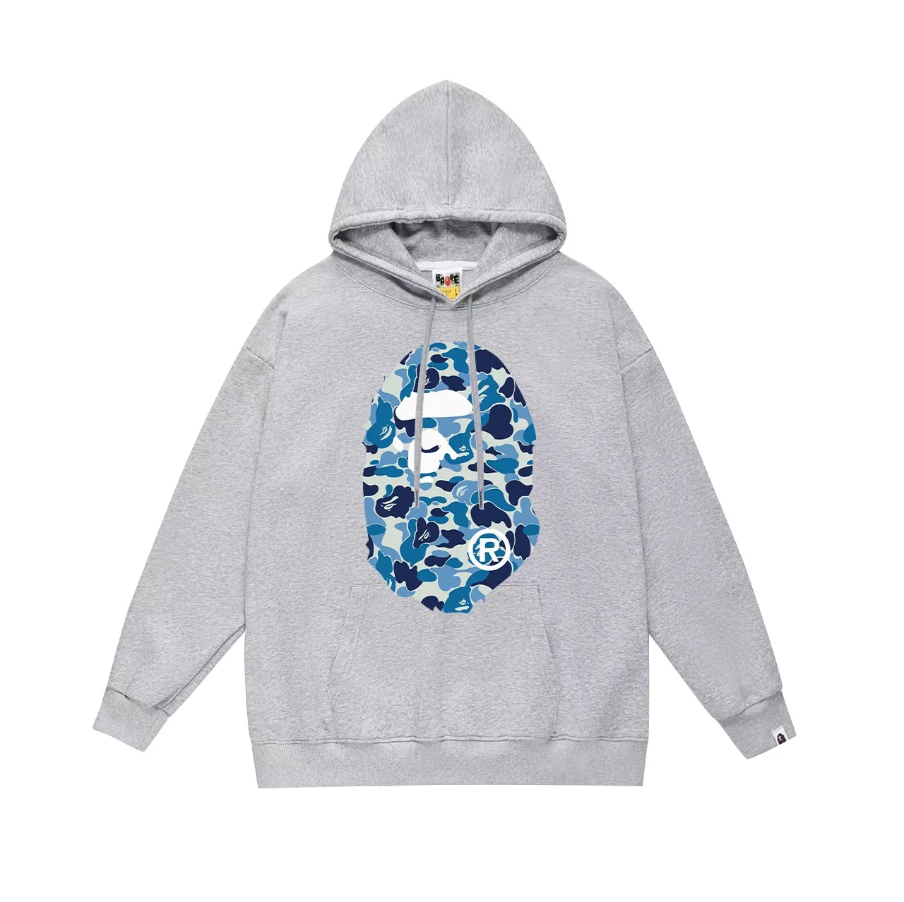 Model No. SC636# Terry p160 plus velvet p180💰 (top version) BAPE ABC blue camouflage ape-man LOGO double-sided printed hooded sweatshirt Made of 380g large terry 430g silver fox velvet (off-shoulder large version) fabric, soft texture and no pilling Imported environmentally friendly printing glue The pattern is bright and three-dimensional Quality 💥Same style for men and women The upper body is trendy Color: black white gray Size: S M L XL XXL